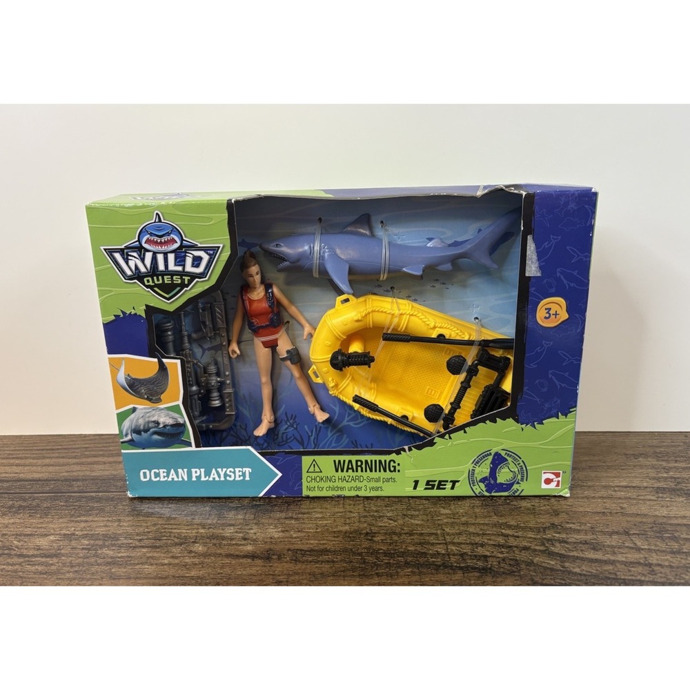 Chap Mei Wild Quest Ocean Playset Lot Girl Woman Scuba Diver Shark Raft B